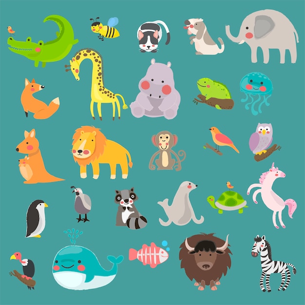 Illustration drawing style set of wildlife