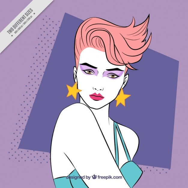 Free vector illustration of eighties woman