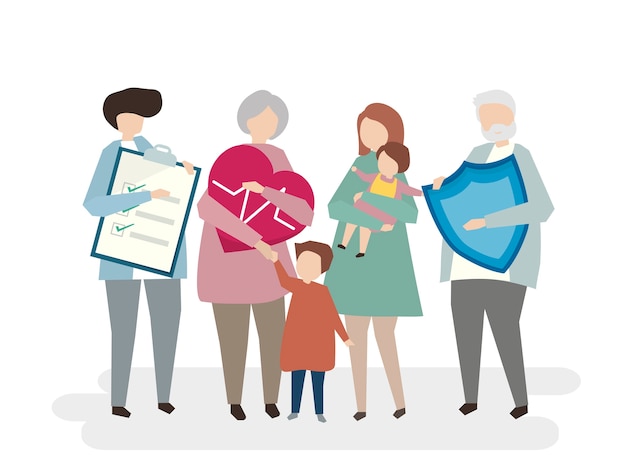 Free Vector illustration of family life insurance