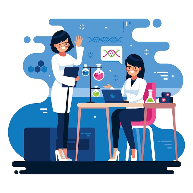 Illustration of female scientists