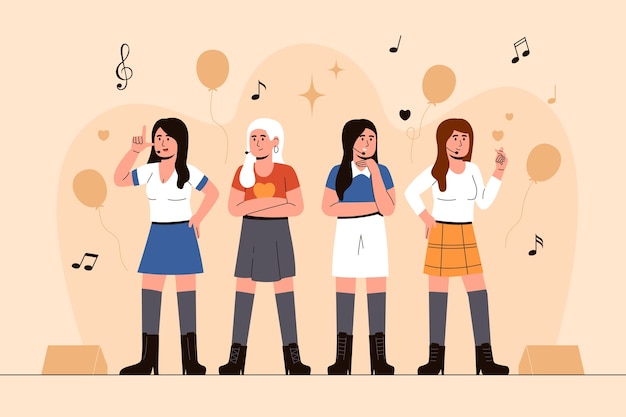 Illustration of girl band