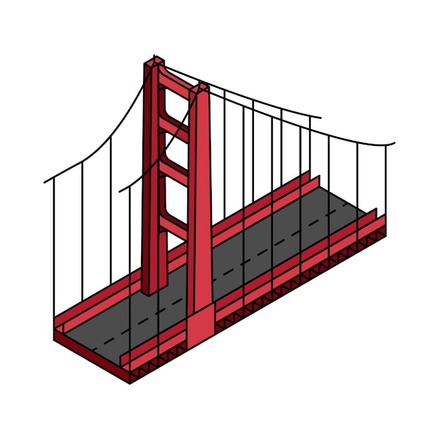 Illustration of the Golden gate bridge San Francisco in USA