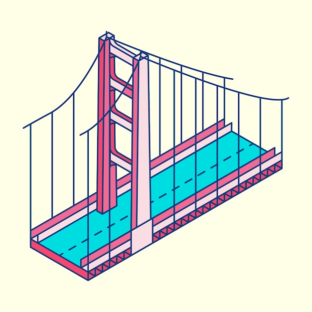 Free Vector illustration of the golden gate bridge san francisco in usa