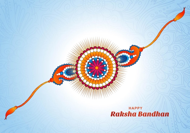 Illustration of greeting card with decorative rakhi for raksha bandhan background