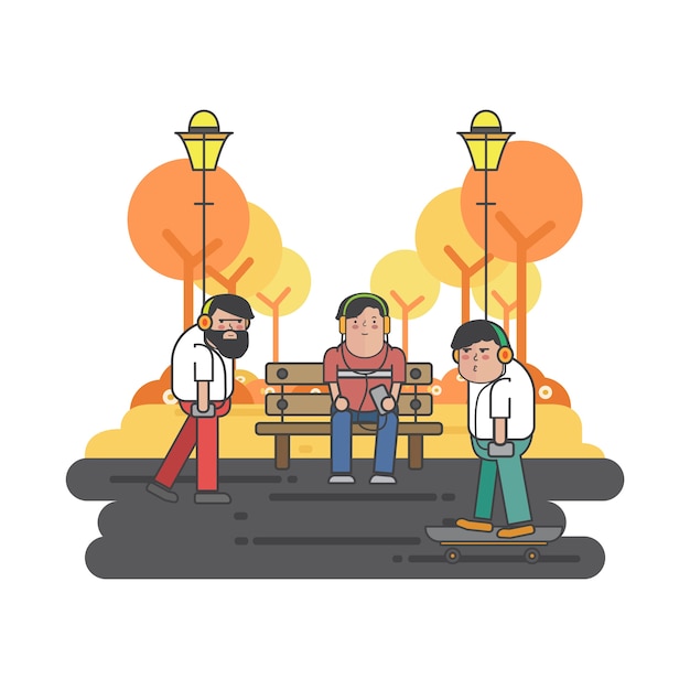 Free Vector illustration of guys hanging in the park