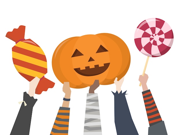 Free Vector illustration of halloween trick or treat