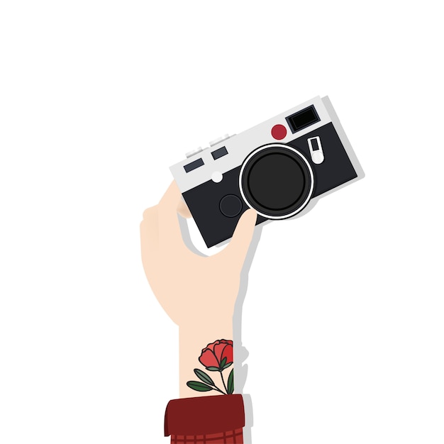 Illustration of hand holding camera