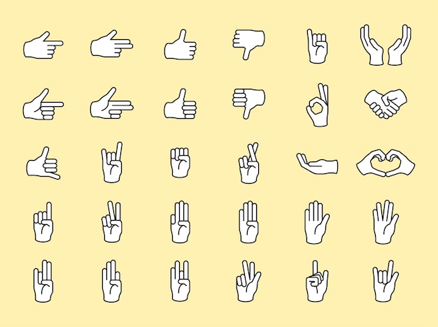 Free vector illustration of hands gesture set in thin line