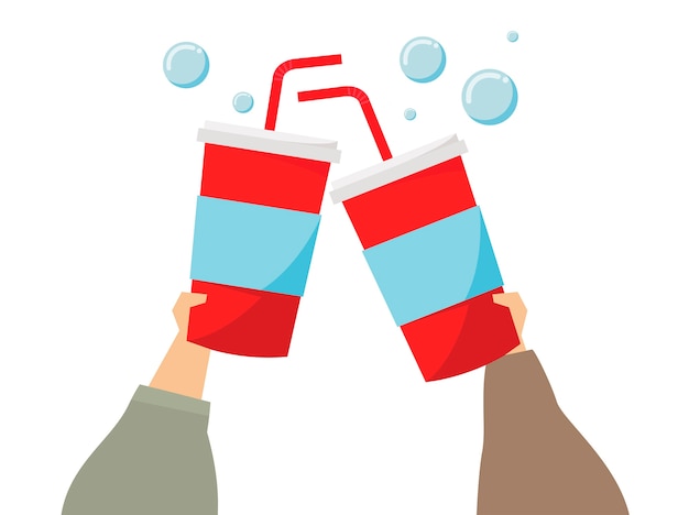 Free Vector illustration of hands holding soda drinks