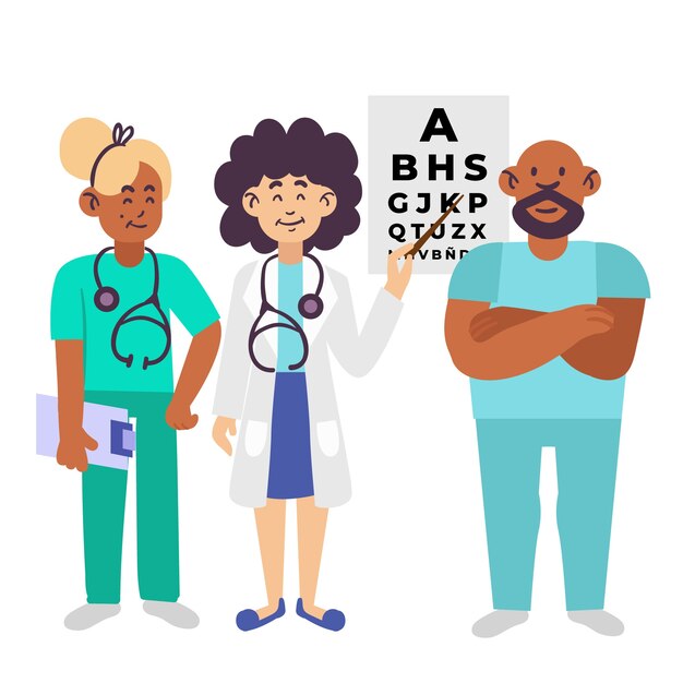 Illustration of health professional team