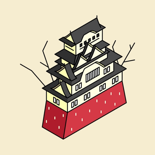 Free Vector illustration of himeji castle in japan