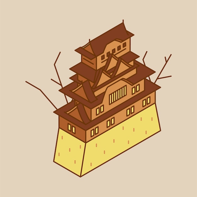 Free Vector illustration of himeji castle in japan