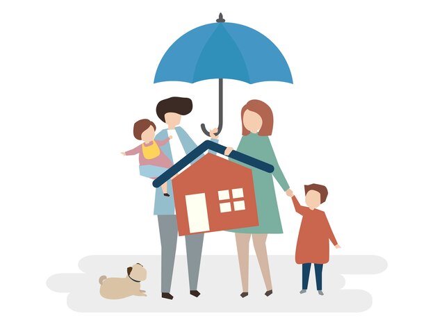 Illustration of home insurance protection