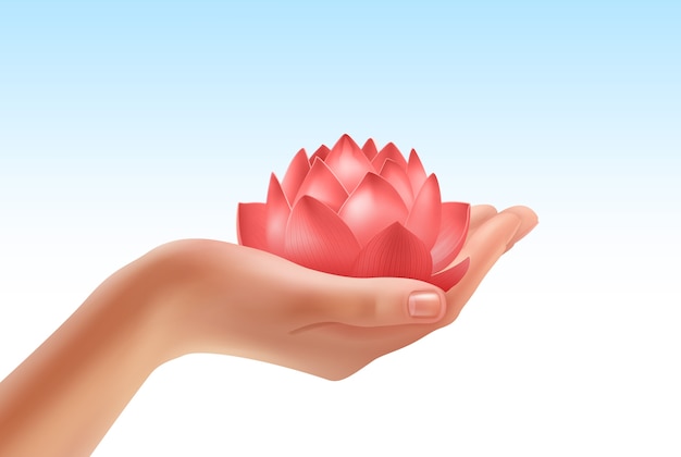 illustration of human hand keeping beautiful flower