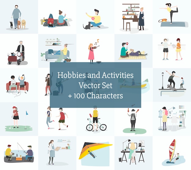 Free Vector illustration of human hobbies and activities