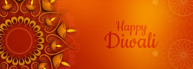  illustration of Illuminated diwali festival banner or header 