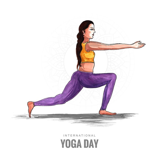 Illustration of International yoga day with woman doing yoga pose design