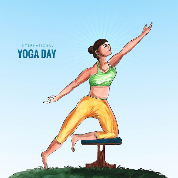 Illustration of International yoga day with woman doing yoga pose design