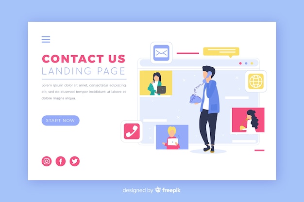 Illustration for landing page with contact us concept