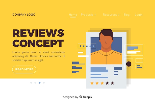 Free Vector illustration for landing page with reviews concept