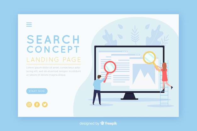 Free vector illustration for landing page with search concept