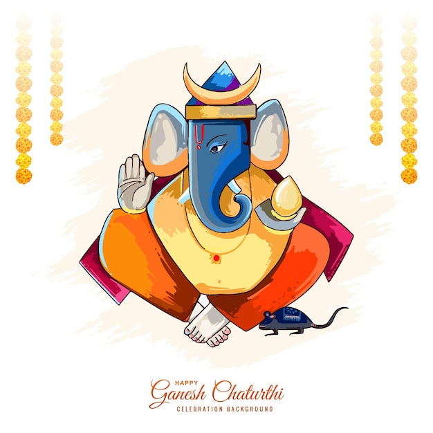 Free Vector illustration of lord ganpati background for ganesh chaturthi holiday card background