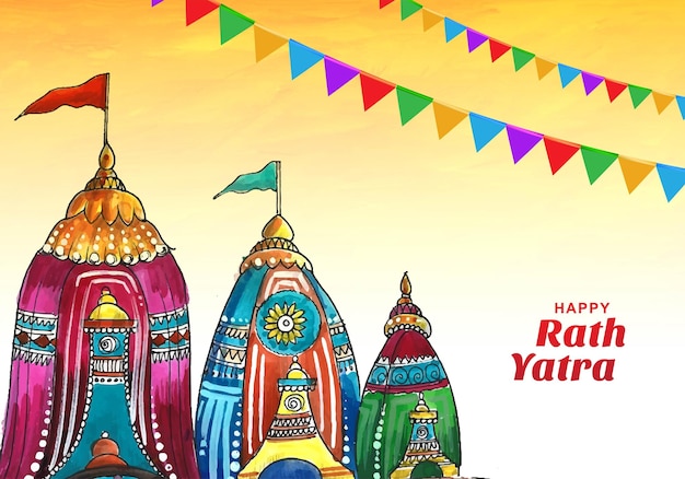 Illustration of lord jagannath rath yatra festival celebration background