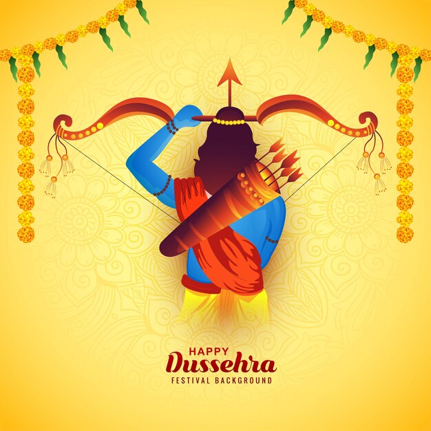 Illustration of lord rama in navratri festival of india festival for happy dussehra card background