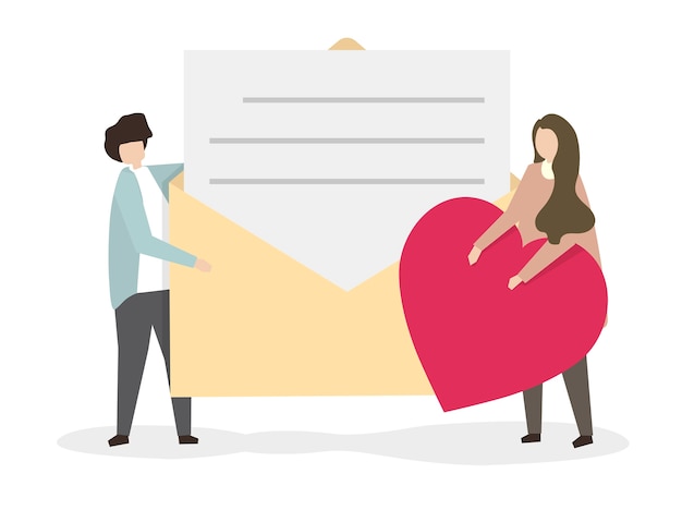 Free Vector illustration of a man giving a love letter