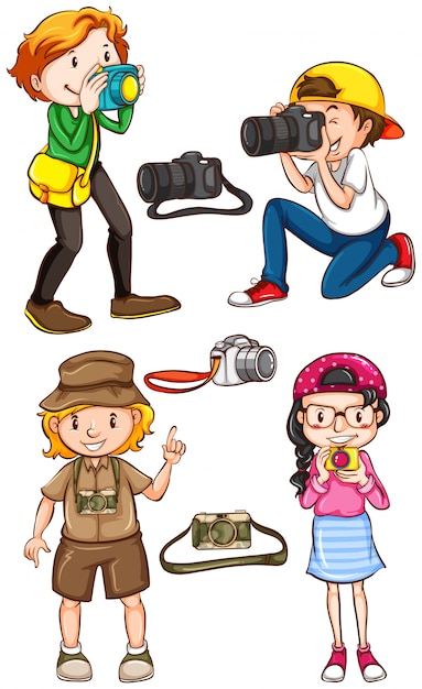 Illustration of many photographers taking picture