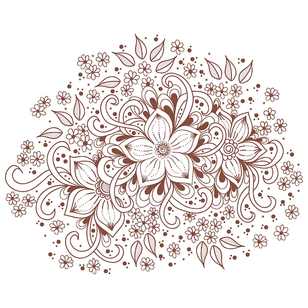 illustration of mehndi ornament. Traditional indian style, ornamental floral elements