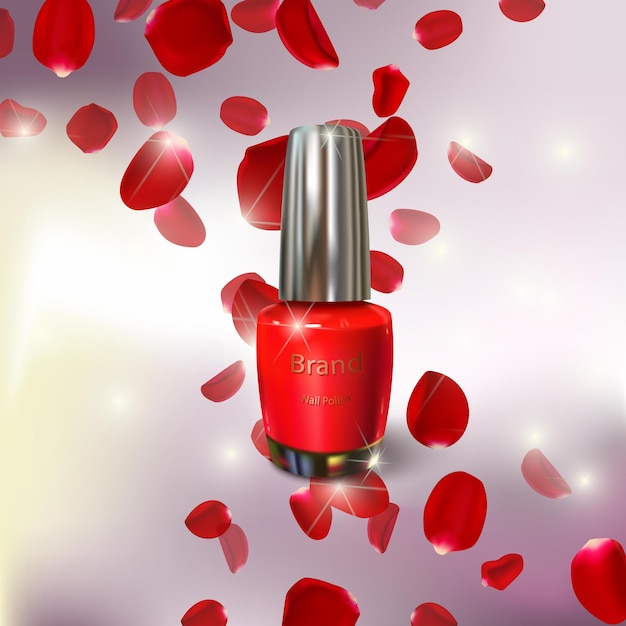 Free Vector illustration of nail polish and rose petals