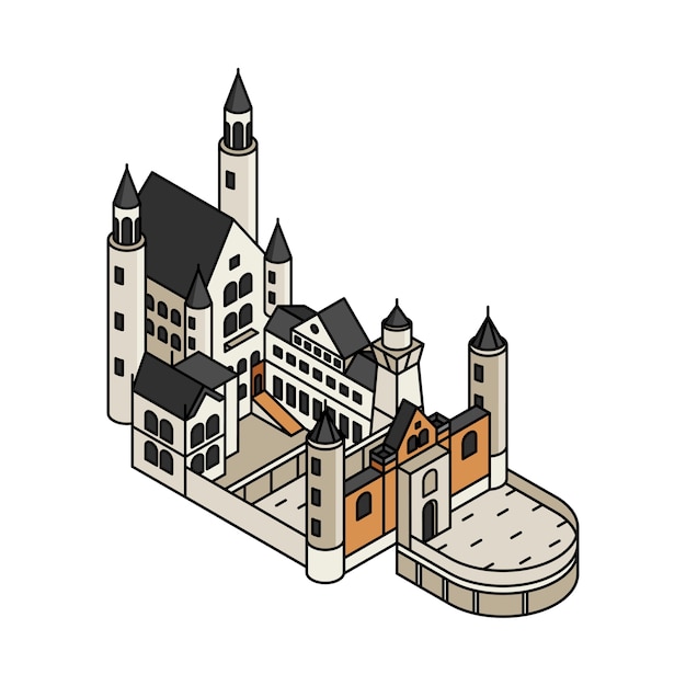 Free vector illustration of neuschwanstein castle in germany