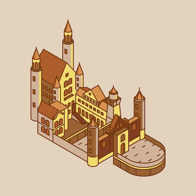 Free vector illustration of neuschwanstein castle in germany