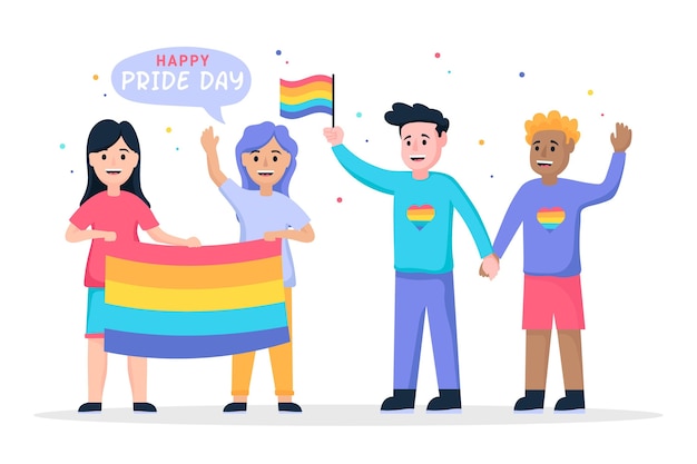 Illustration of people celebrating pride day