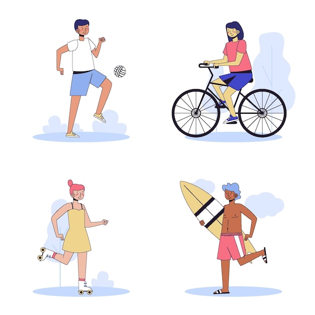 Free Vector illustration of people doing outdoor activities