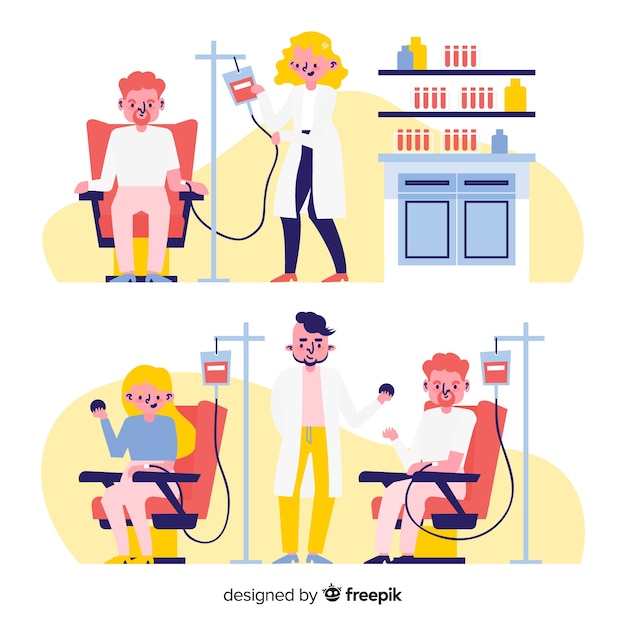 Free Vector illustration of people donating blood