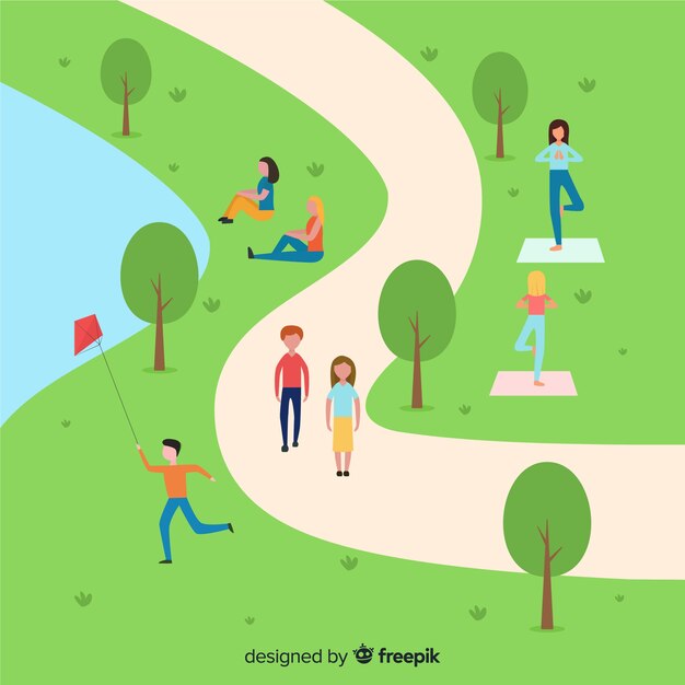 Illustration of people in the park