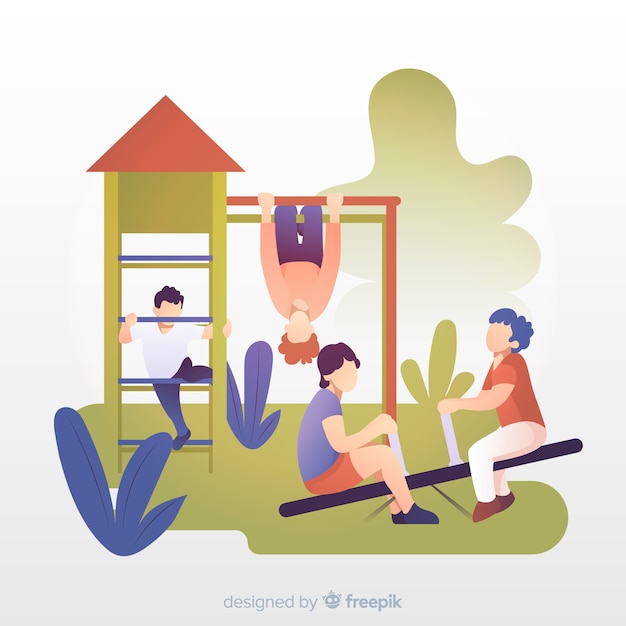 Illustration of people in the park