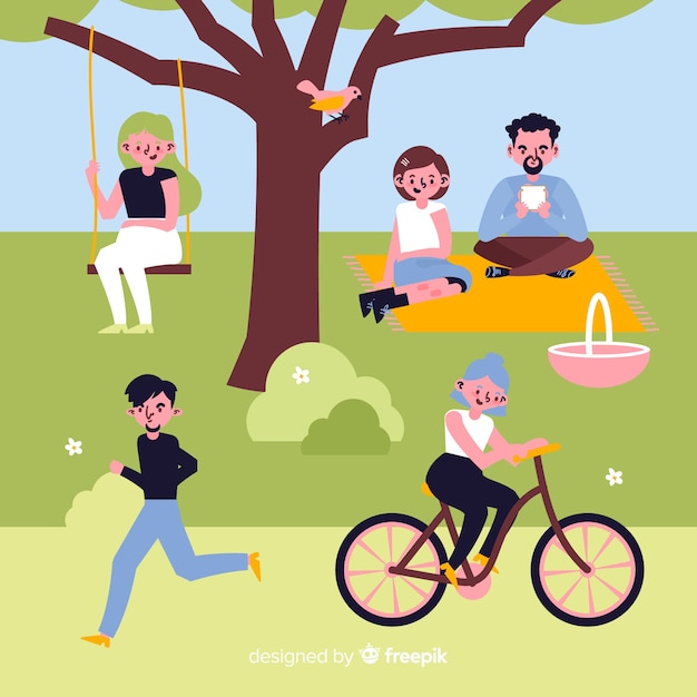 Free Vector illustration of people in the park