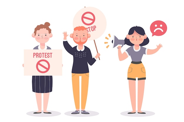 Free Vector illustration of people protesting peacefully