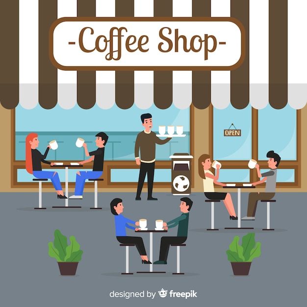 Free vector illustration of people sitting in a cafe