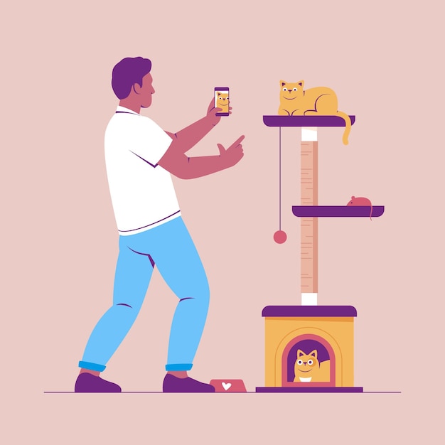 Illustration of people taking photos with smartphone