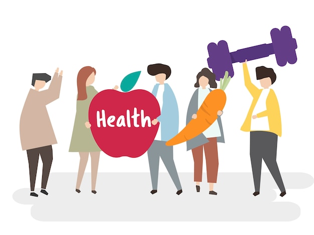 Free vector illustration of people with healthy lifestyle