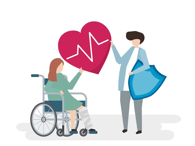 Free Vector illustration of people with medical care service