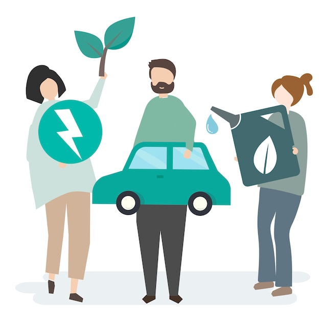 Free Vector illustration of people with nature resources