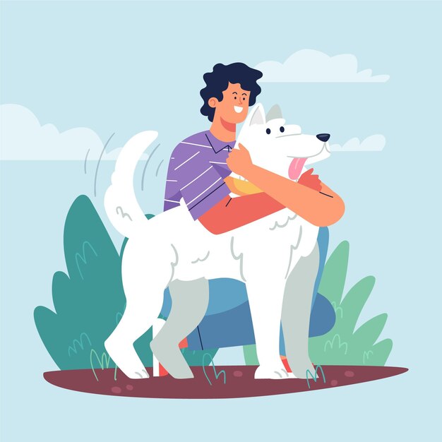 Illustration of people with pets