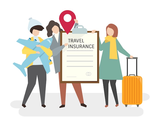 Free Vector illustration of people with travel insurance