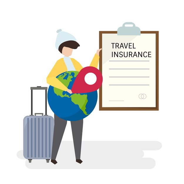 Free Vector illustration of people with travel insurance