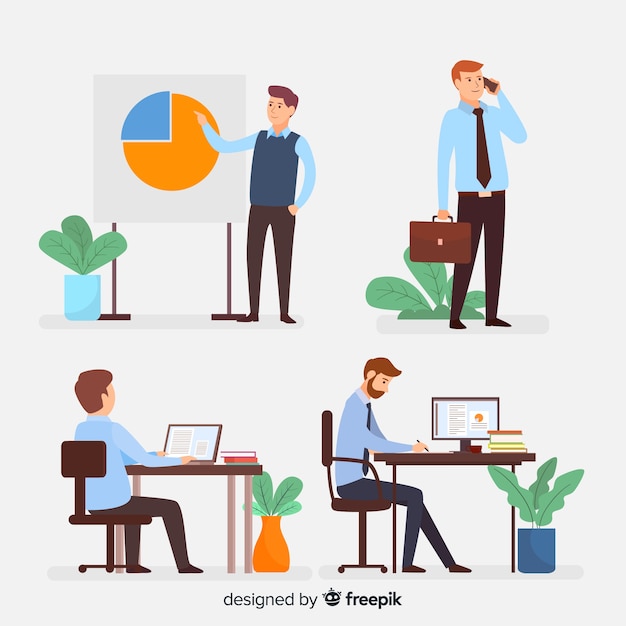 Free vector illustration of people working in office